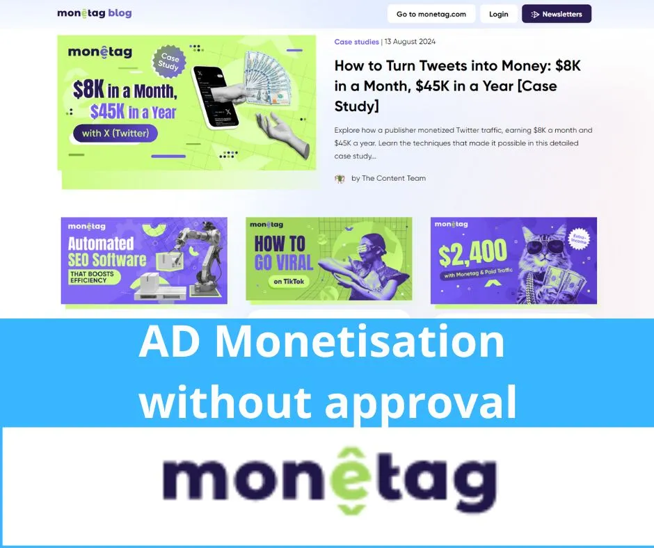 Various ad formats available for monetizing a website