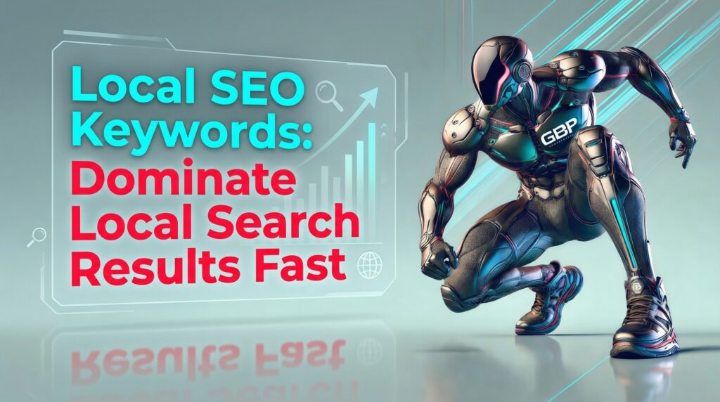 Futuristic cybernetic figure representing the strategy behind effective Local SEO Keywords for business growth and search ranking success.