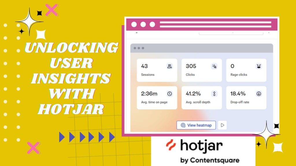 Heatmap from Hotjar showing user interactions on a website, highlighting areas of high engagement and click activity.