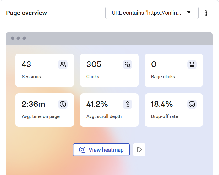 Heatmaps showing click statistics from Hotjar, highlighting which links users click most frequently on a webpage.