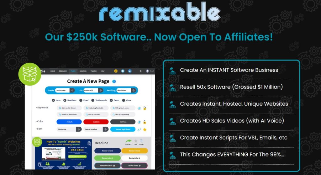 Overview of Remixable features for automatic product creation.