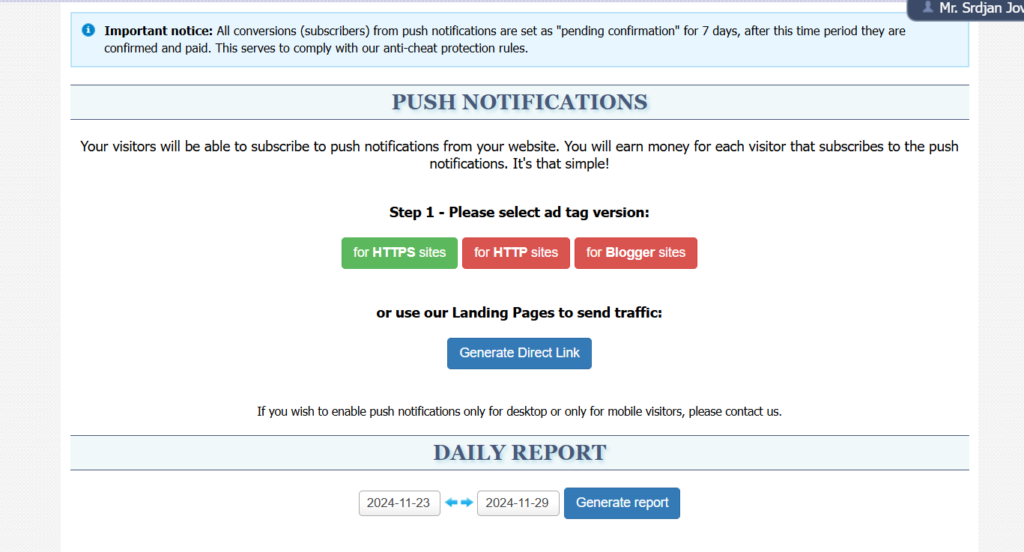 Push notification interface on ylliX for engaging users and enhancing monetization.