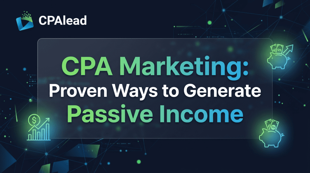 Digital finance themed graphic illustrating CPA Marketing strategies for generating passive income and online earnings growth