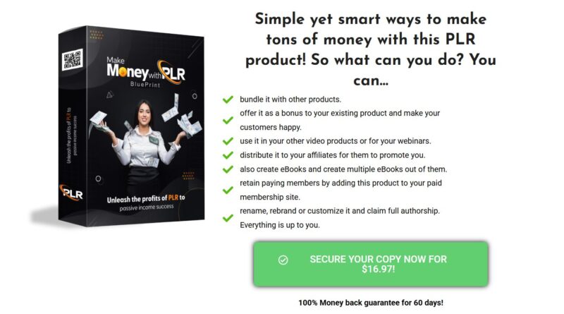 Additional benefits included with the PLR products purchase.