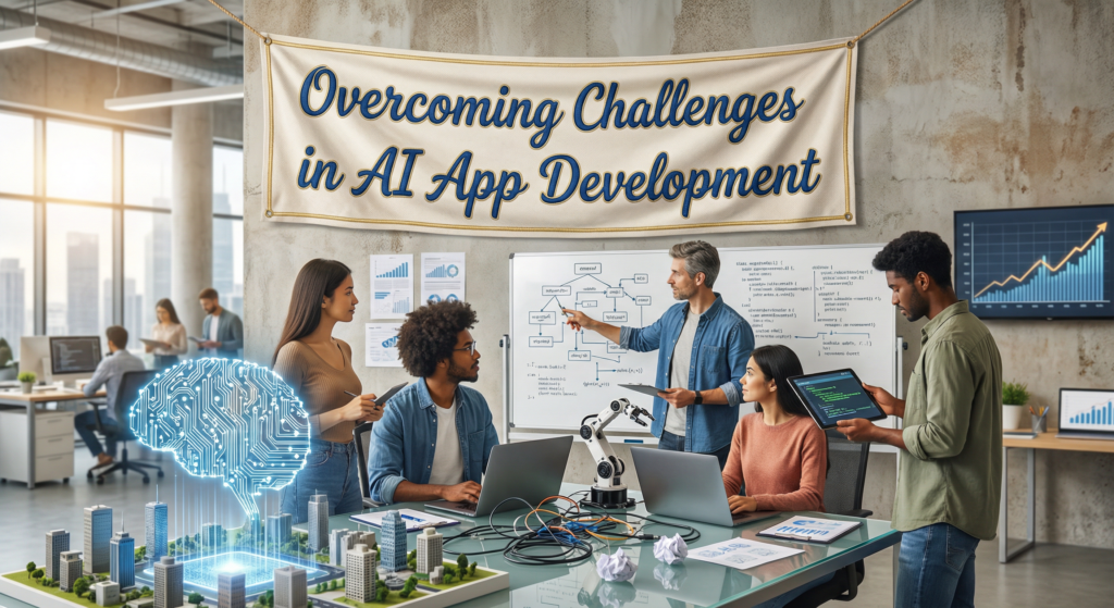 Development team discussing flowcharts and code showcasing collaboration using an AI full stack app builder tool.