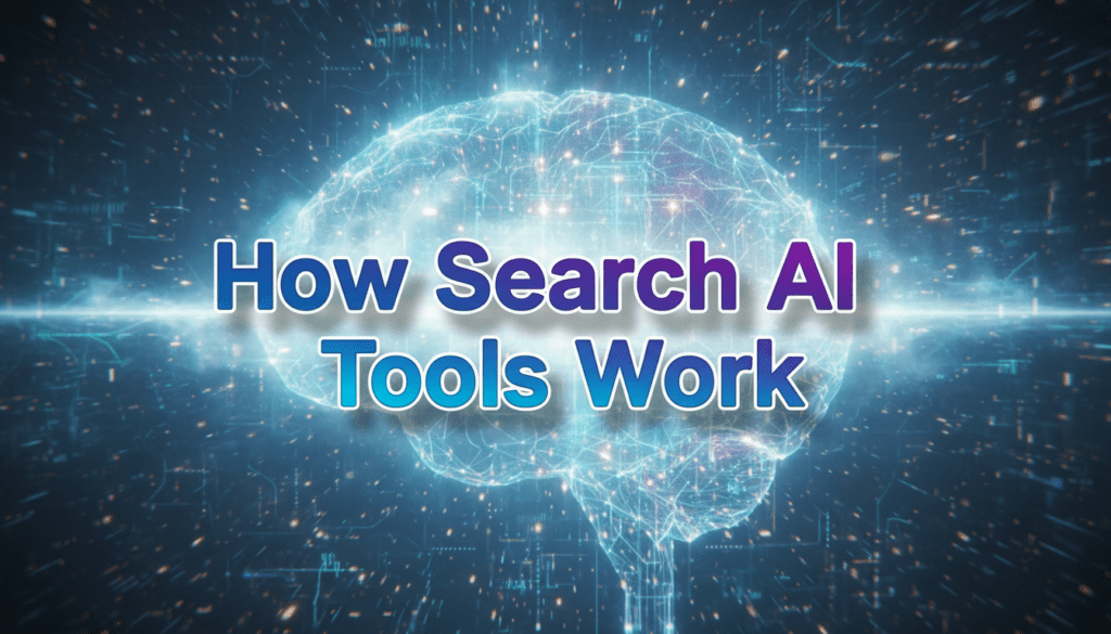 Digital brain illustration representing how search artificial intelligence tools process data using machine learning and neural network technologies.